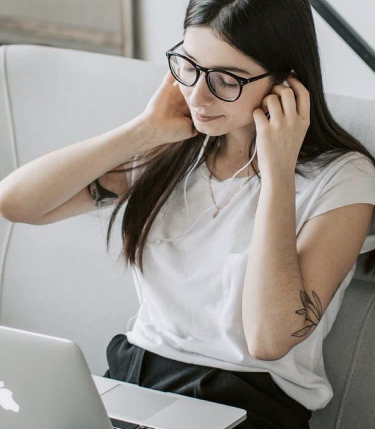 woman with headphones